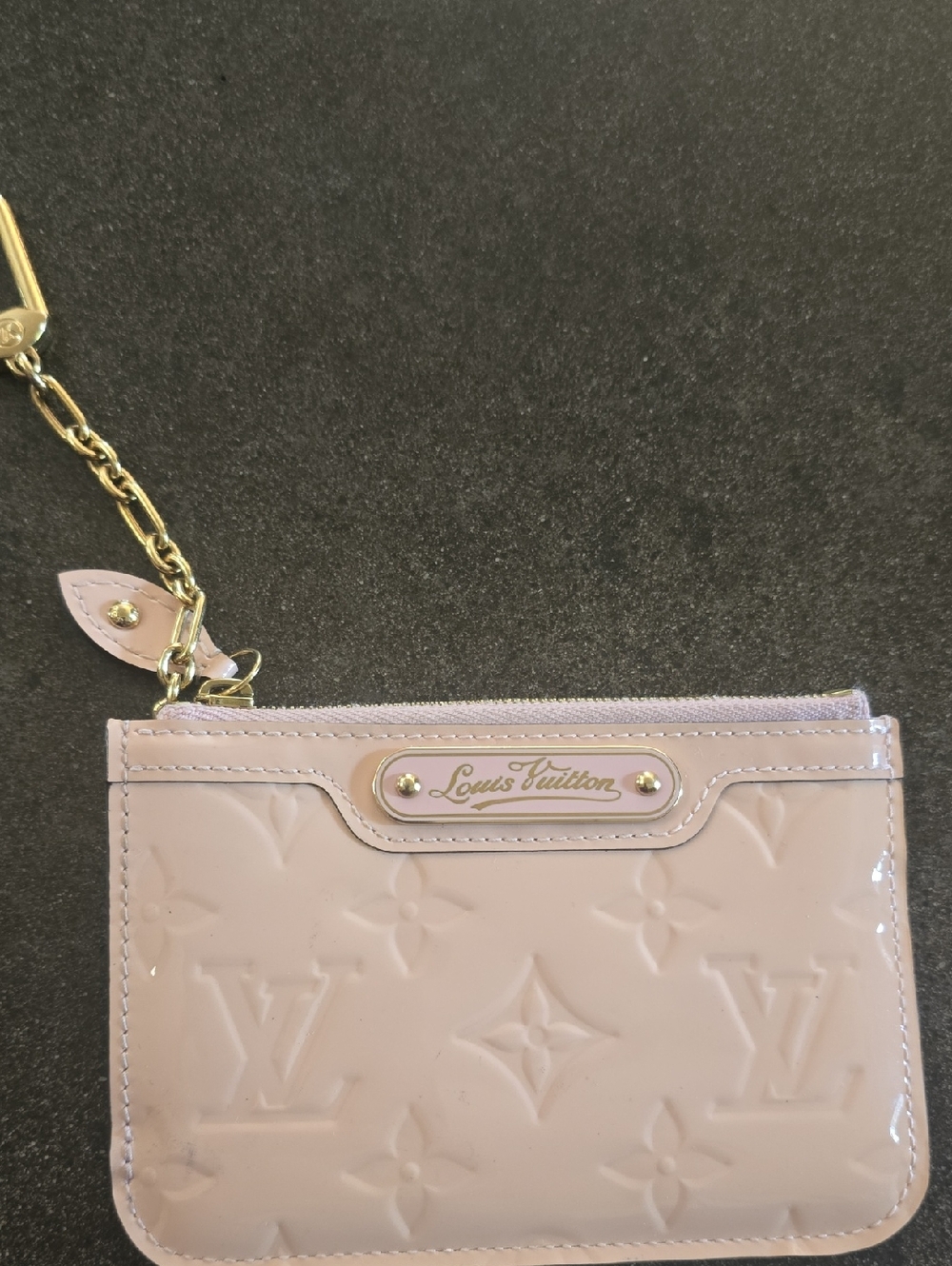 Louis Vuitton Patent Monogram Zip Card Pouch in Pale Pink